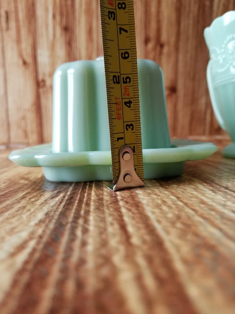 Pioneer Woman Timeless Beauty Jade Green Glass Butter Dish and Creamer Set